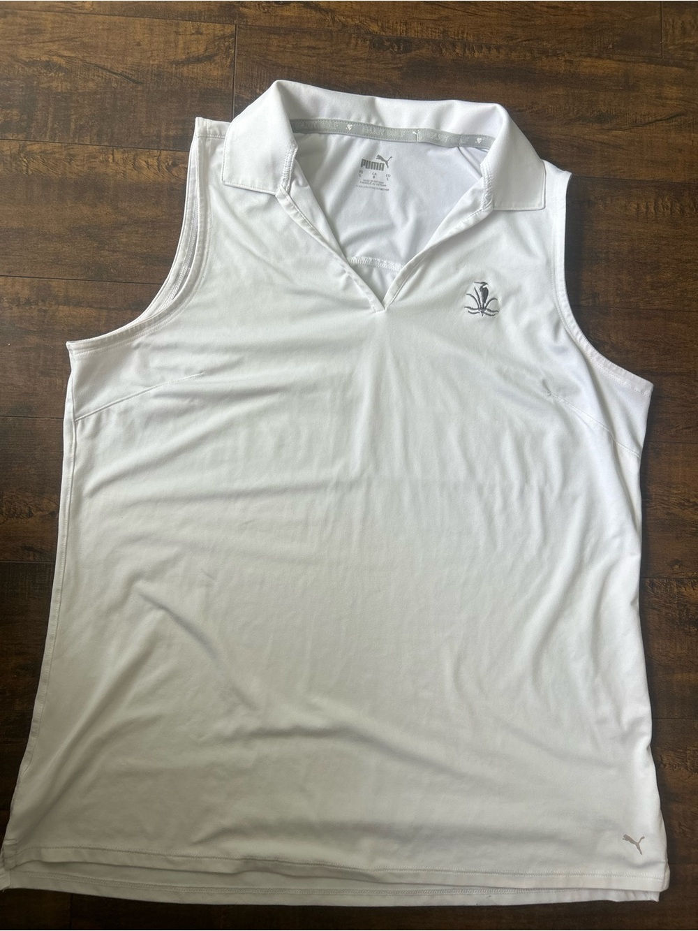 Puma White Sleeveless Polo with Subtle Logo